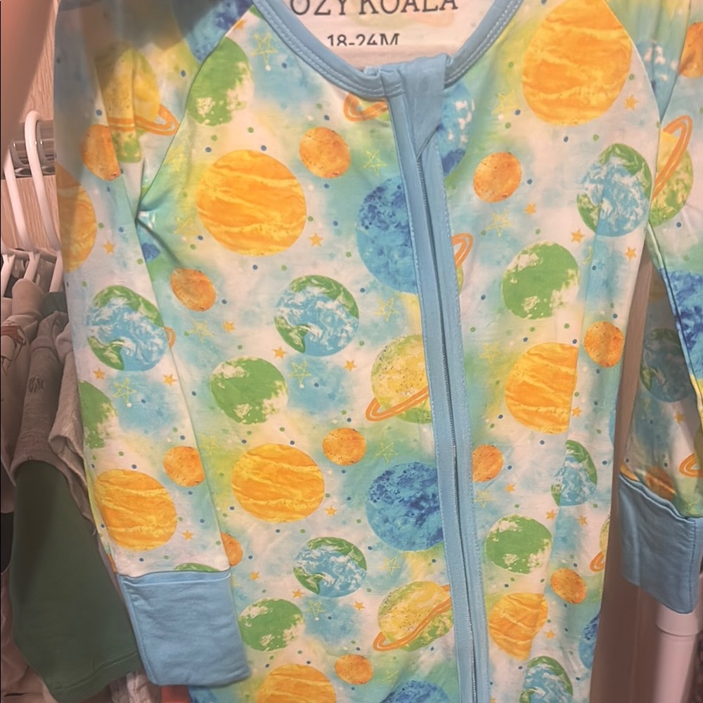 Kids Planet Print Swimsuit - Blue and Yellow